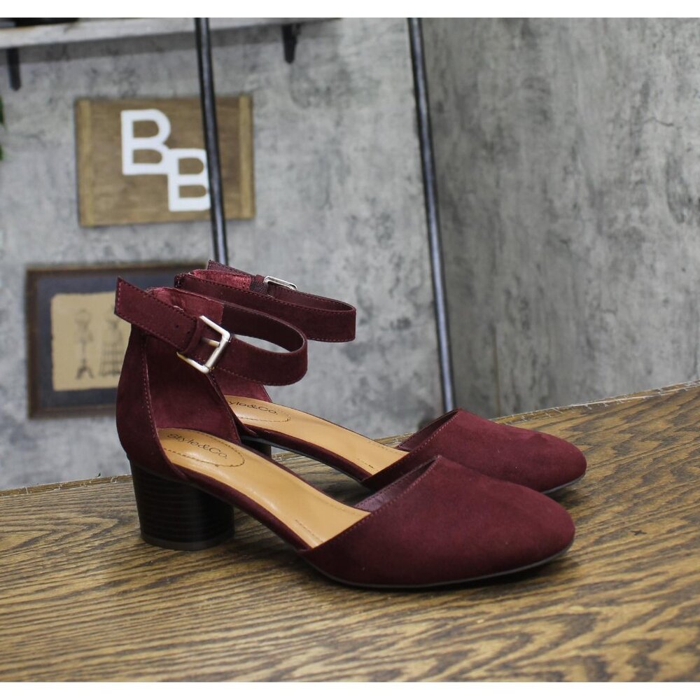 Style & Co. Womens Alinaa Two-Piece Dress Sandals Berry Microsuede Purple 8M